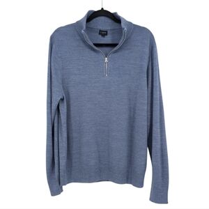 J.Crew Lightweight Wool Blend 1/4 Zip Pullover Sweater Blue Mens Size Large